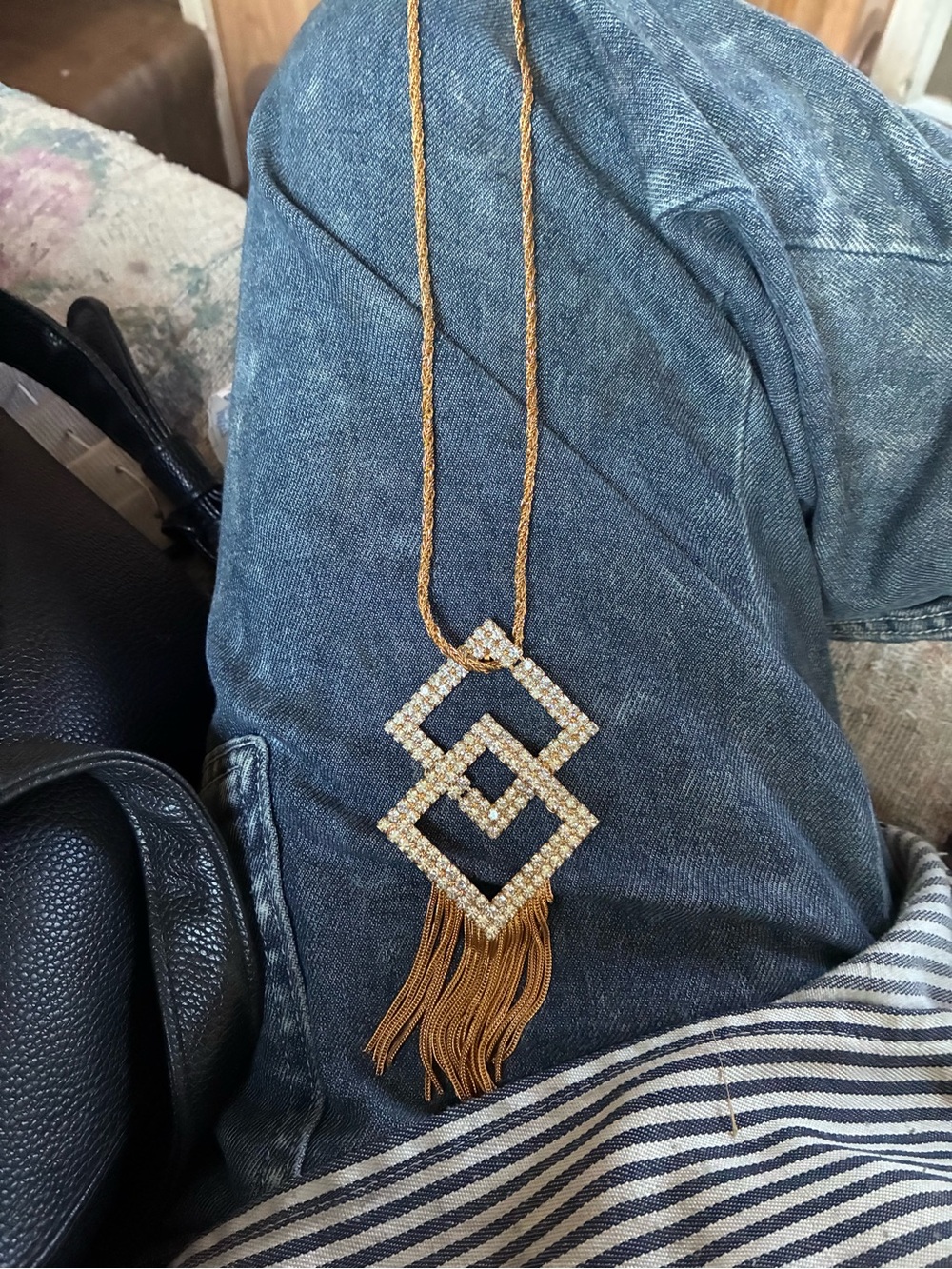 Gold Crystal Geometric Pendant Necklace - Women Jewelry
